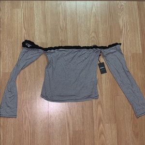 NEW Forever 21 contemporary off should stripe top